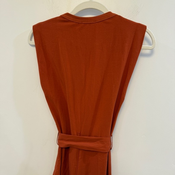 ZARA | A-line contrast rust colored belted midi dress - Picture 15 of 16